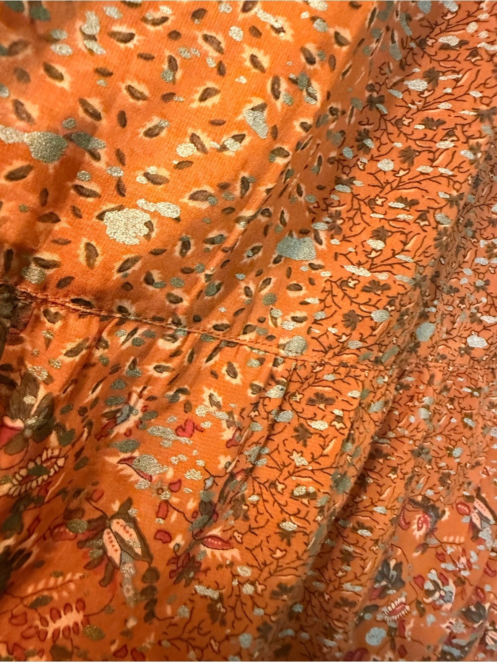 Elan Rust Orange Floral Tiered Maxi Boho Skirt - Picture 8 of 16